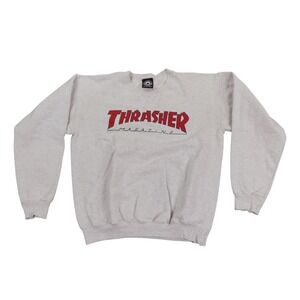 Thrasher Magazine Sweatshirt Mens Small Gray Crewneck Skate Logo Pullover‎